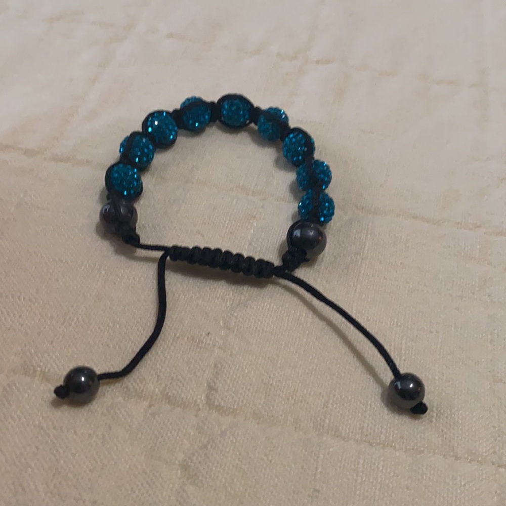 Blue Rhinestone Adjustable Bracelet - Picture 2 of 3